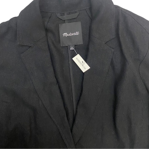 NWT Madewell Larsen Breezewoven Linen Blend Blazer in Black Size Medium - Picture 5 of 9